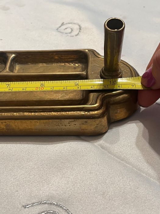 Vintage pen holder desk set made of brass.