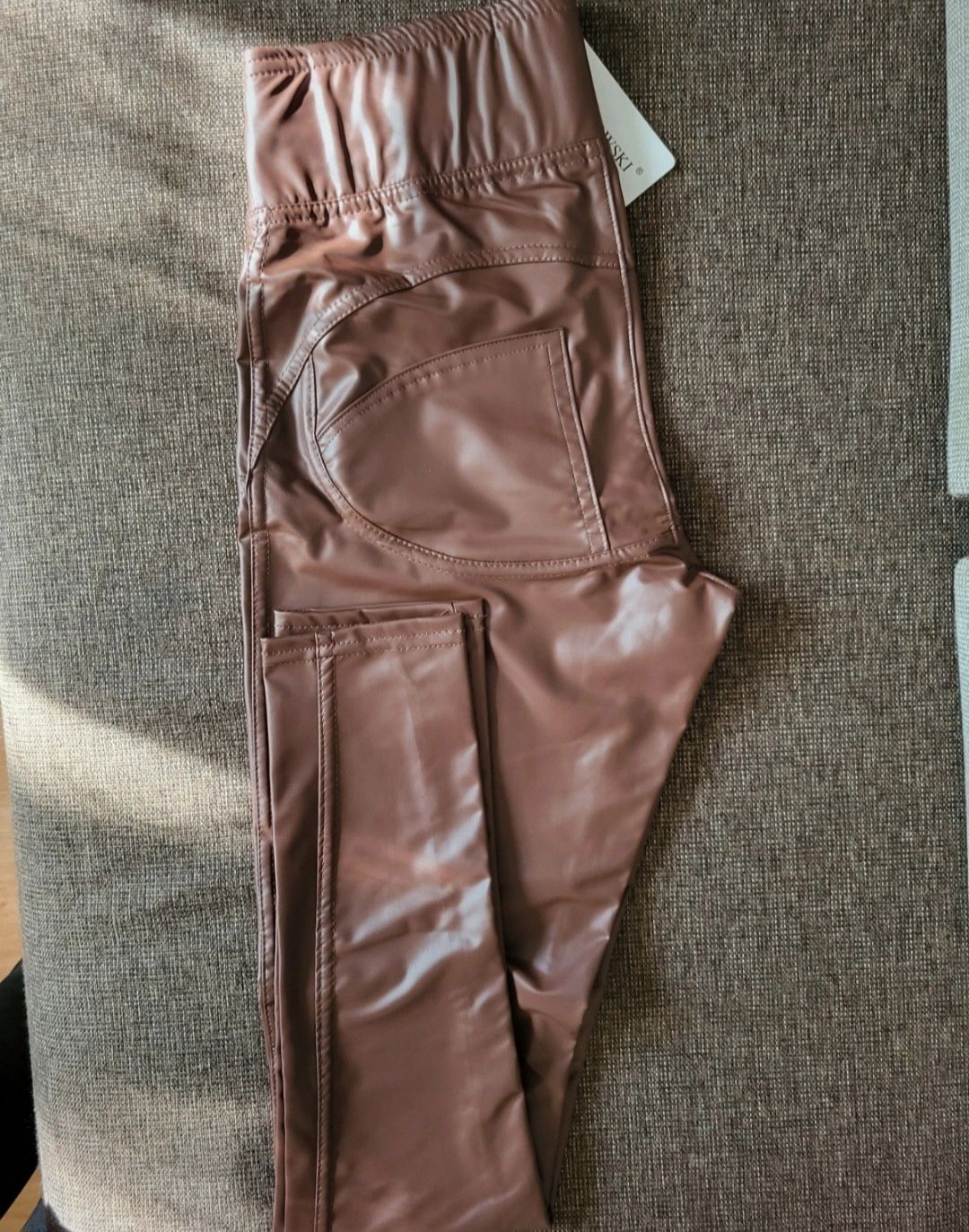 Nowe legginsy skóra lateks body shape must have czekoladowe