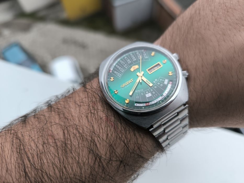 STAN NOWY zegarek orient zieleń cesarski patelnia królewski multi year