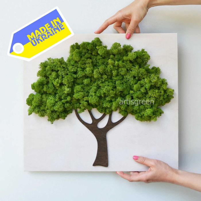 Идея подарка, Панно "Дерево" со мхом/Панно з мохом у формі дерева