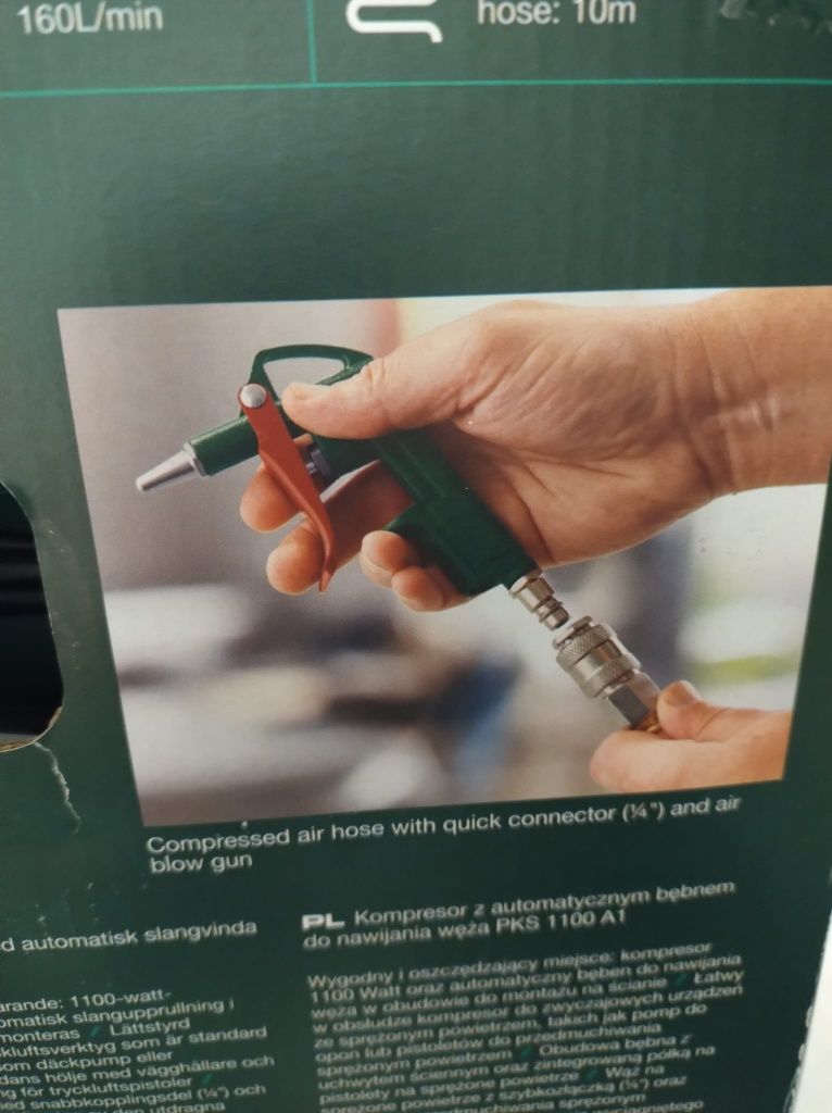Kompresor wiszący z automatycznym wężem PKS 1100 W Parkside