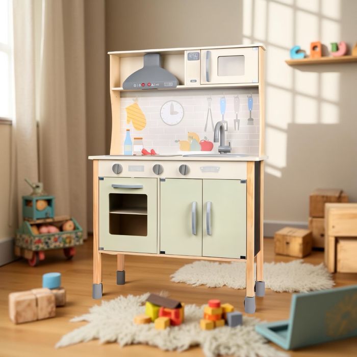NOWA Interaktywna Drewniana Kuchnia Dzięcieca + Wyposażenie