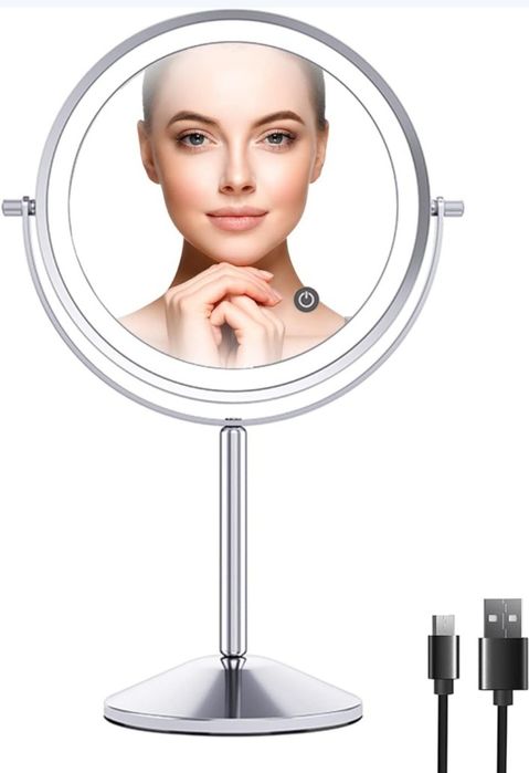 Lusterko do makijażu powiększające x 10, Podświetlane LED, USB