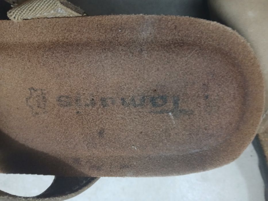 Beżowe klapki tamaris r36 z cyrkoniami