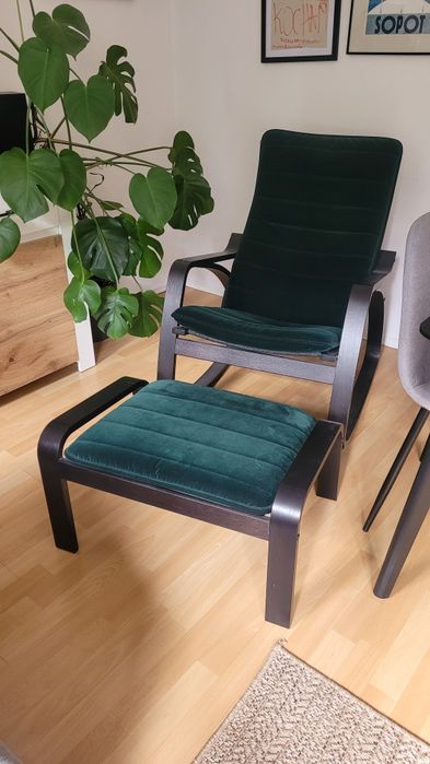 Fotel bujany Ikea i podnóżek Ikea