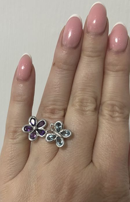 Комплект серебро 925 с натуральными аметистами и топазами