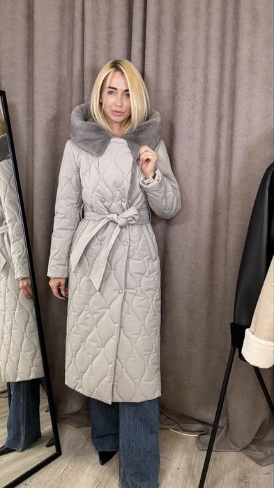 Зимове пальто з еко норкою