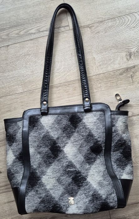 Torebka ze skóry i wełny Tous glamour zara na ramię