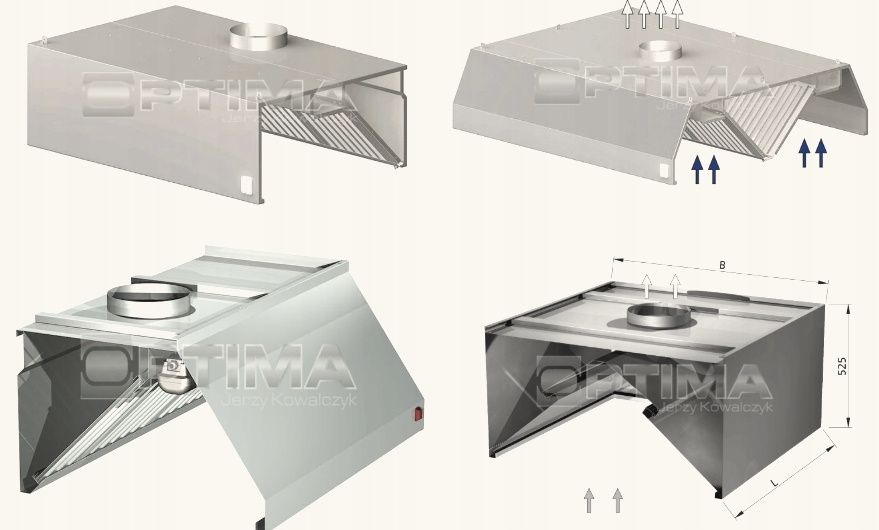 OKAP gastronomiczny nowy 160 X 70 turbina 800 m3 /h