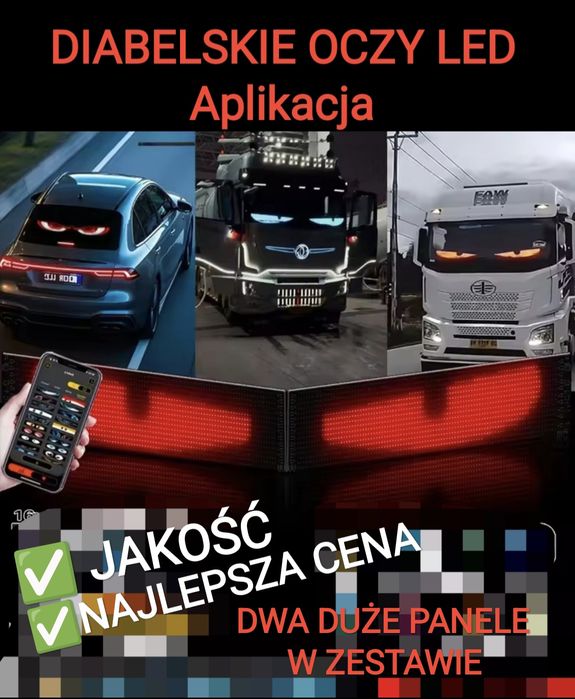 Diabelskie Oczy led Duże Zestaw 2szt 60x12cm tir bus osobówka traktor