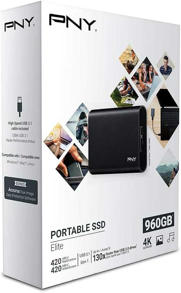Dysk Przenośny SSD USB 3.2 960GB PNY Elite Portable Gwarancja Nowy 1TB