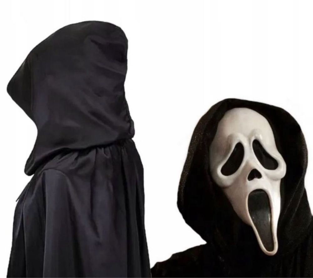 STRÓJ DUCH ŚMIERĆ KRZYK PELERYNA + maska halloween 180 cm