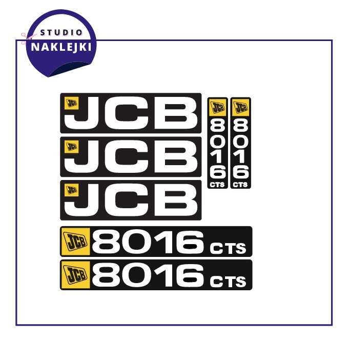 Naklejki JCB CTS 8014/8016/8018 Ramię płaskie Minikoparka Nalepki