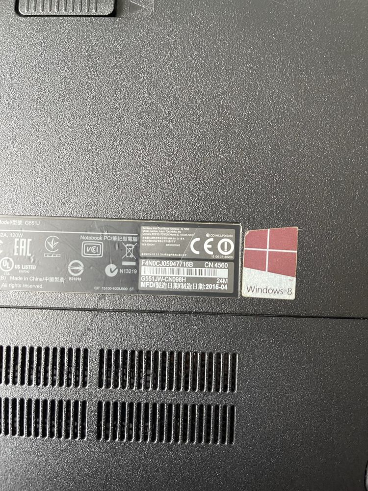 Asus G551JW G Series