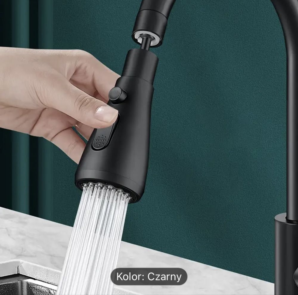 Przedłużacz Kranu Kuchennego AERATOR PERLATOR 3 FUNKCJE 360° CZARNY