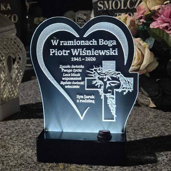 Nowoczesny znicz LED z grawerem | Wszystkich Świętych