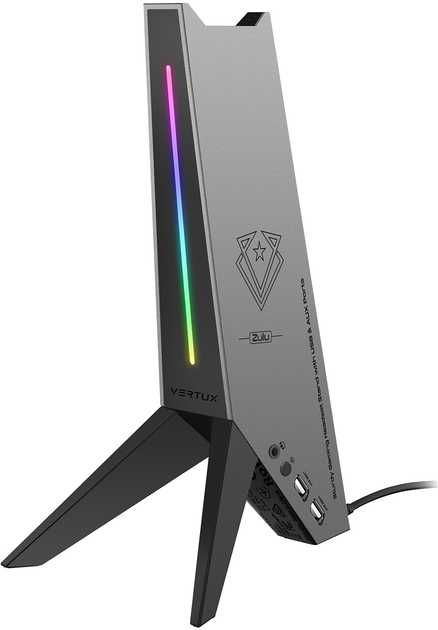 Підставка для навушників Vertux Zulu 2xUSB 2.0/AUX 3.5 мм Black