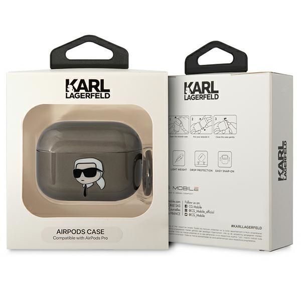 Karl Lagerfeld Klaphniktck Airpods Pro Cover Czarny/Black Karl`s Head