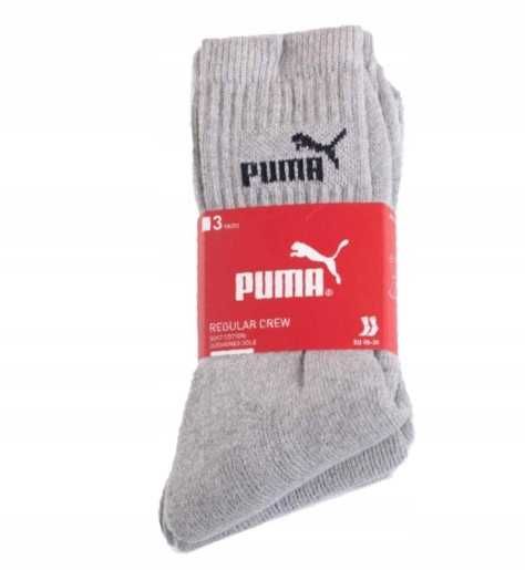 Skarpety PUMA Regular Crew Sock - szare, trójpak, 43-46