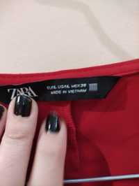 Top vermelho Zara tipo cetim