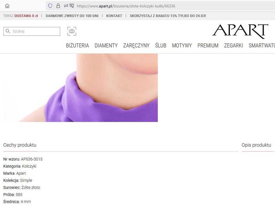 Kolczyki złote pr. 585 - kuleczki / kulki