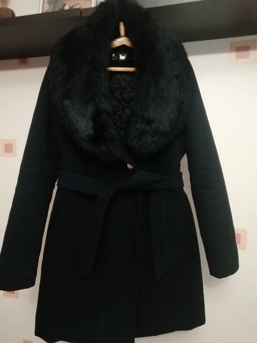 Кашемировое пальто с мехом кролика