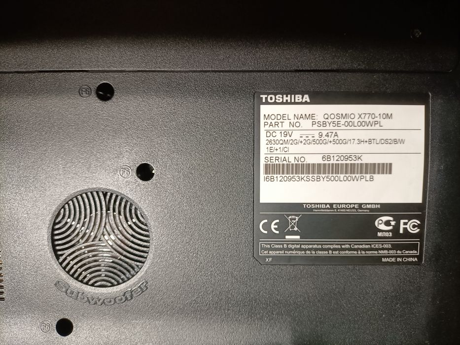Laptop Toshiba QOSMIO X770