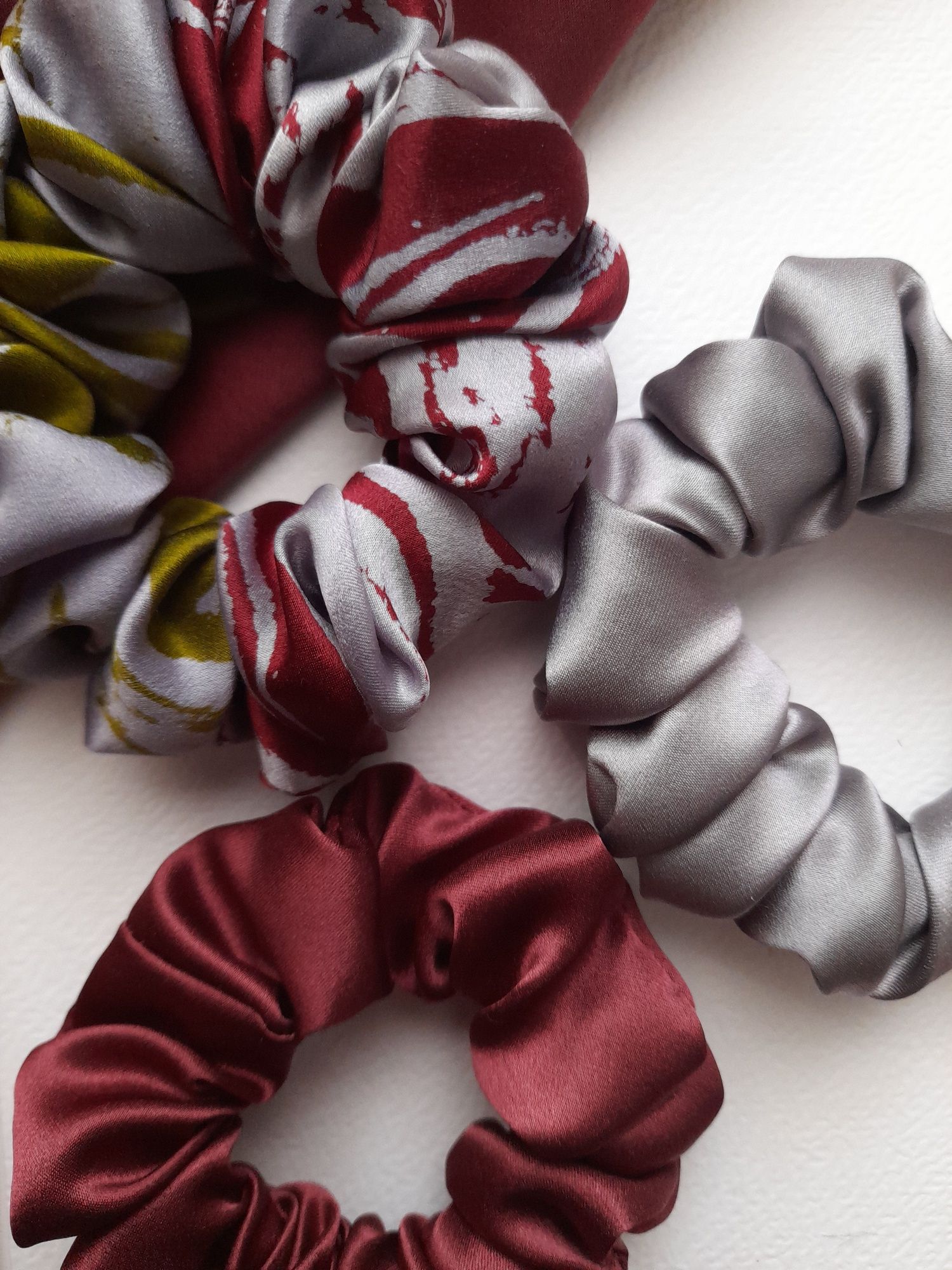 Jedwab naturalny 3 gumki scrunchies do włosów