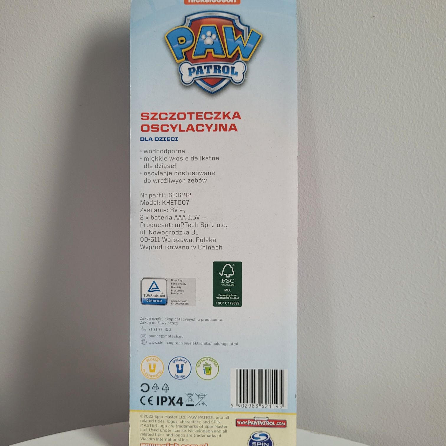 Szczoteczka do mycia zębów dla dziewczynki Skye psi patrol różowa