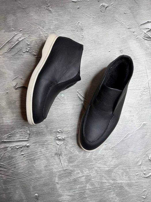 Ботинки Зимние ЛОФЕРЫ мужские кожаные LORO PIANA Leather! КОЖА + МЕХ!