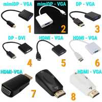 HDMI на VGA, DP на VGA, mini DP на VGA, DP на DVI, адаптер зі звуком