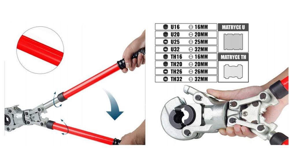 PROFESJONALNA JAKOŚĆ Zaciskarka Do Rur Pex Praska Hydrauliczna 16-32mm