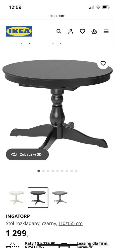 Stół rozkładany Ikea Ingatorp okrągły 110/155