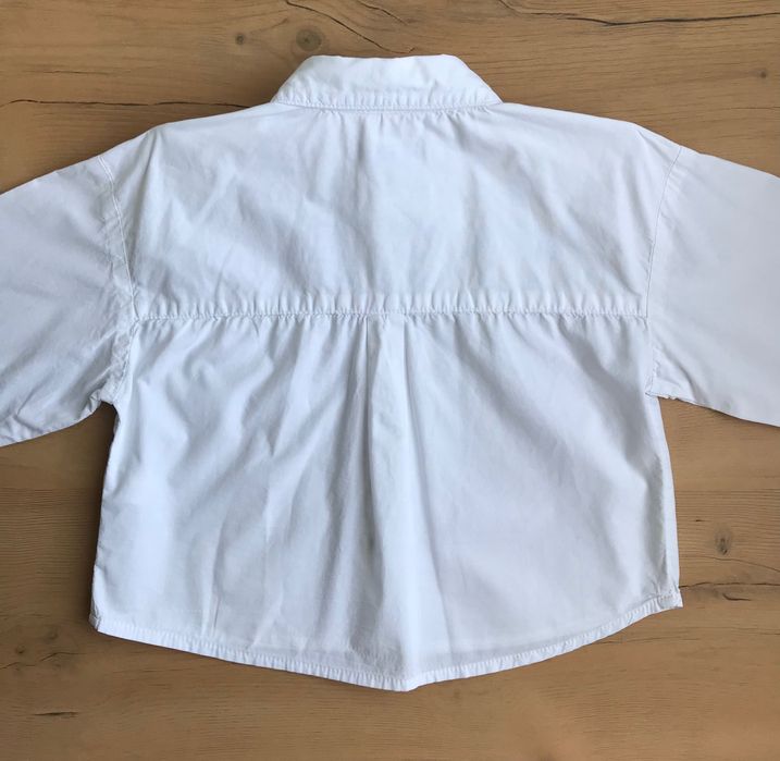 блуза рубашка для девочки укорочена белая reserved джемпер на флисе