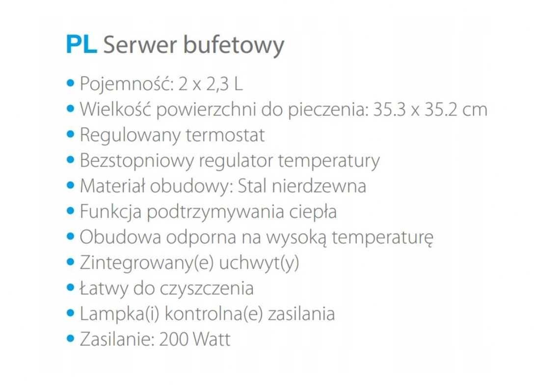 BEMAR Dwu Komorowy (2 x 2.3 L) Elektryczny Bufetowy Podgrzewacz potraw