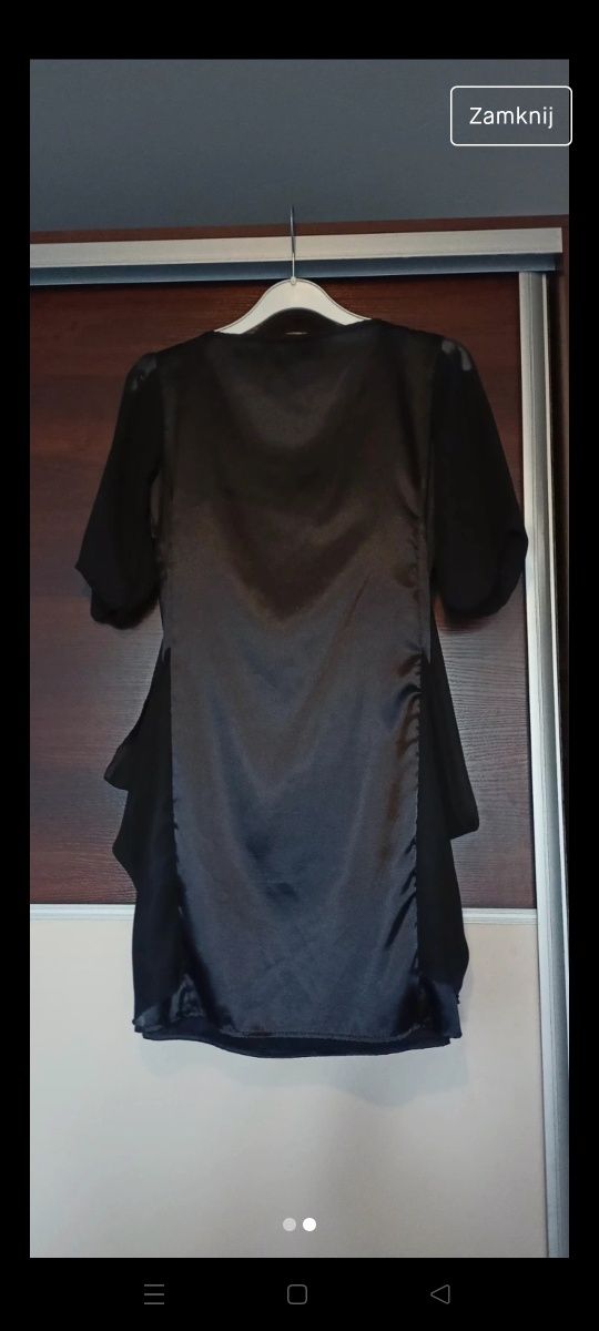 Sukienka czarna z satyną