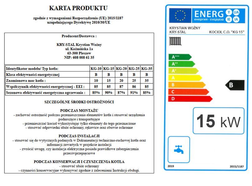 Kocioł na ekogroszek z podajnikiem 15KW 130m kotły piec Pleszew 5klasa