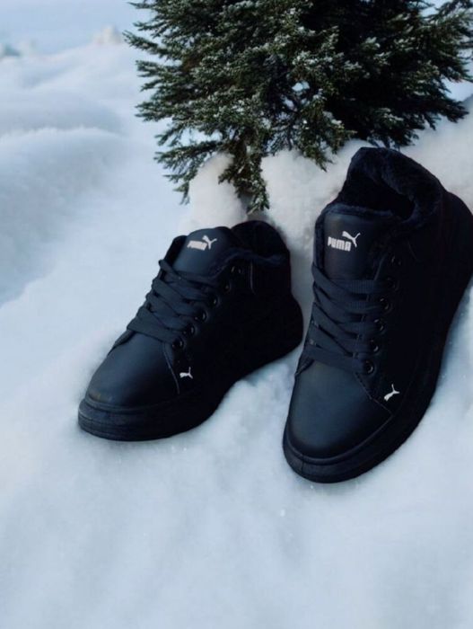 Женские зимние кроссовки Puma/Жіночі зимові шкіряні кросівки пума