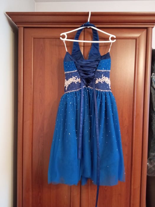 Sukienka S/36  38  Extra jak księżniczka chabrowa  bal  wesele przy