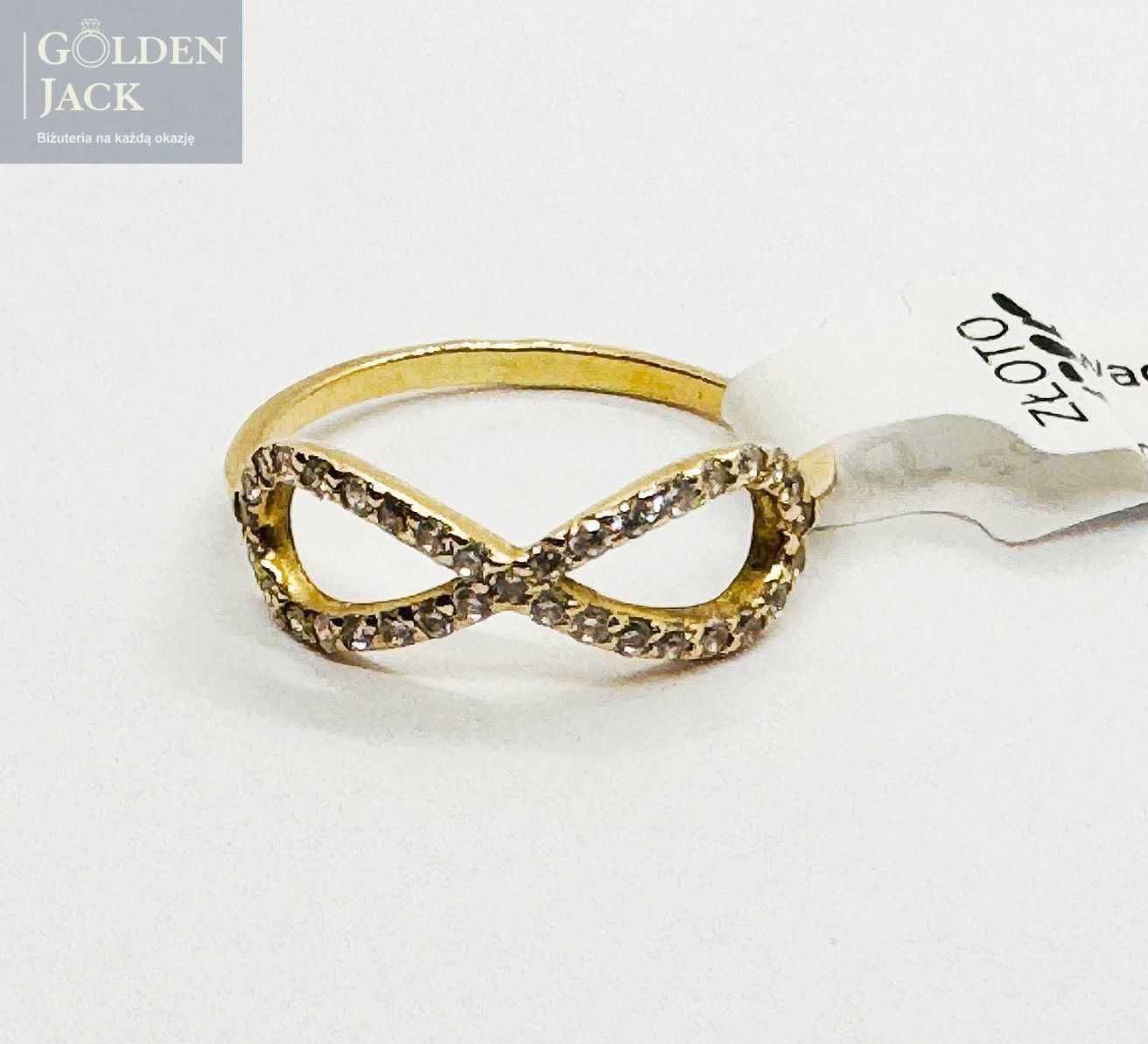 Złoty pierścionek znak nieskończoności złoto pr. 585 rozmiar 12 1,3 g