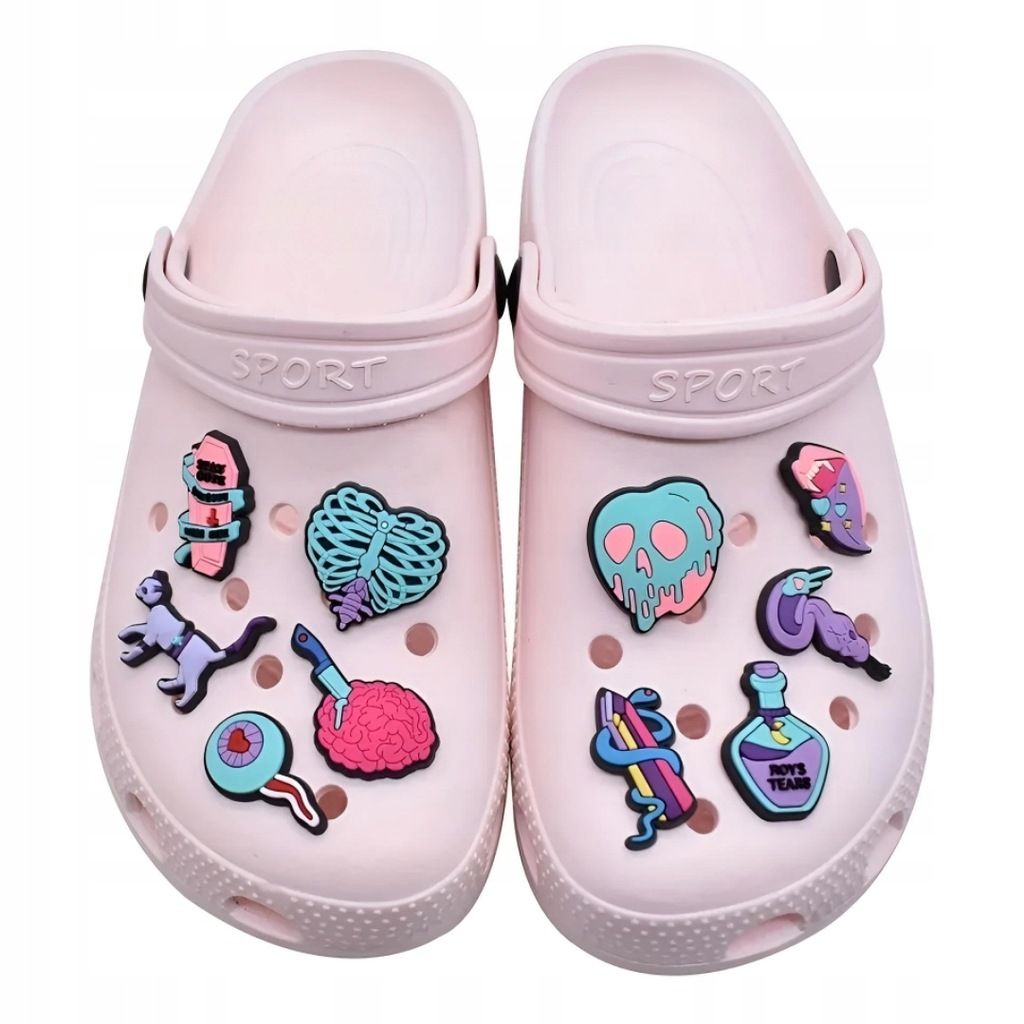 18 szt. charms do crocs czaszka śmierć horror creepy przypinki
