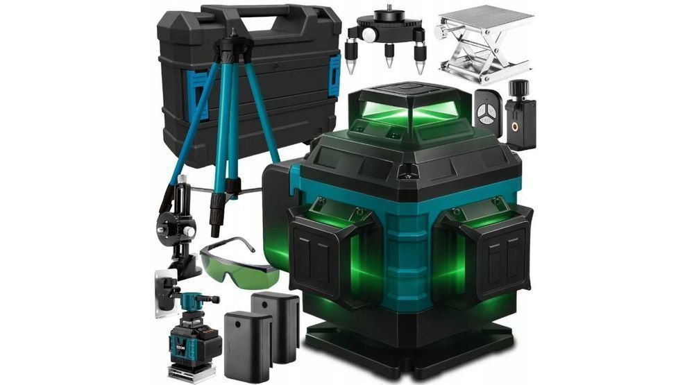 Nowa POZIOMICA LASEROWA 4D 16 LINII Laser Krzyżowy 360 Statyw Walizka