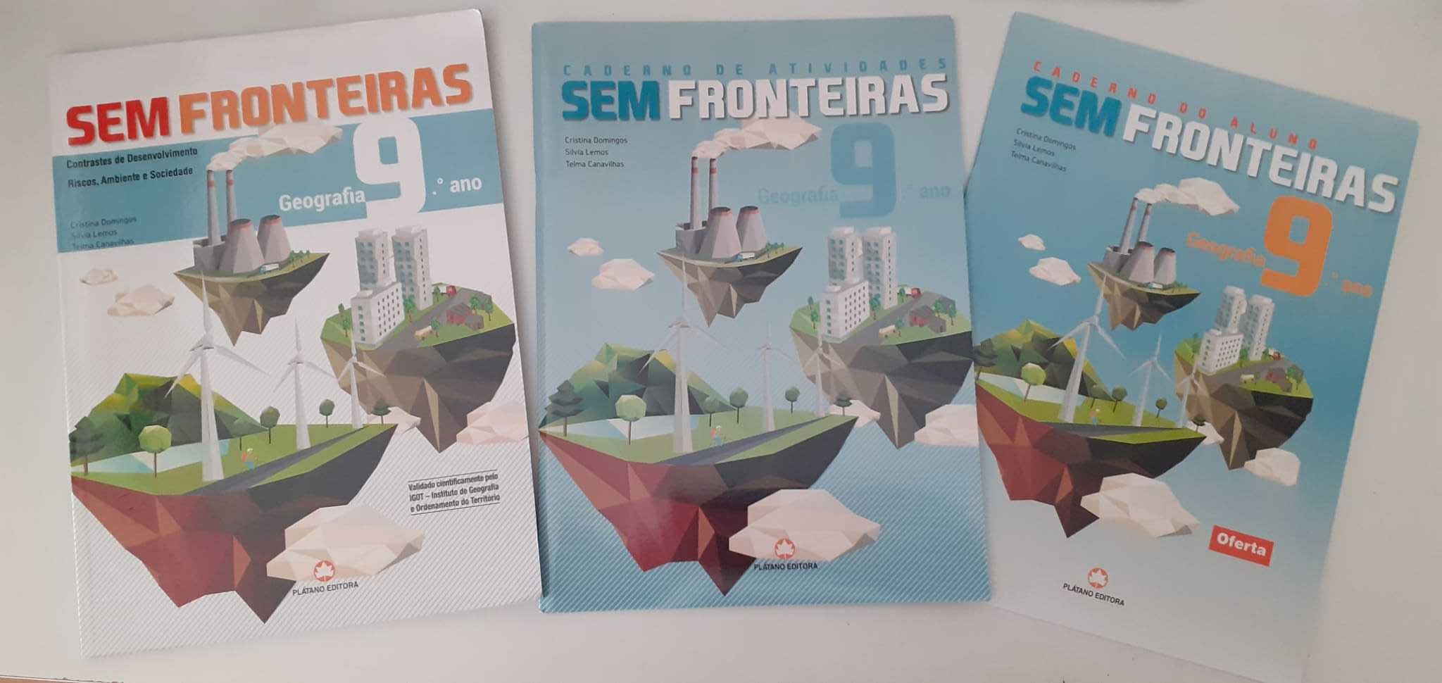 Manuais  Geografia 9º ano Sem Fronteiras - Plátano Editores.
