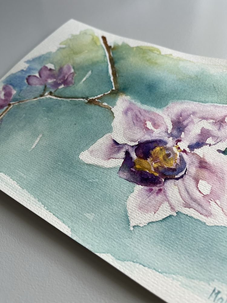 Obrazek akwarela „Różowa orchidea”