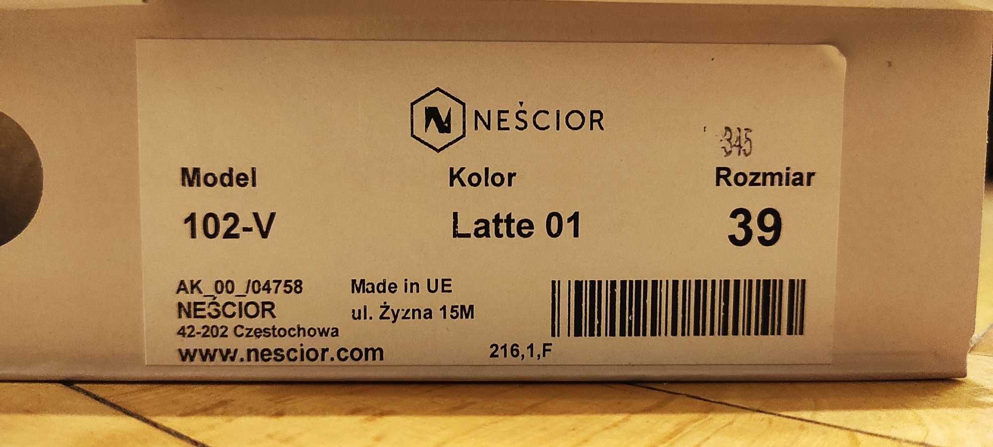 Buty skórzane Neścior czółenka z odkrytą pięta NOWE, NIEUŻYWANE