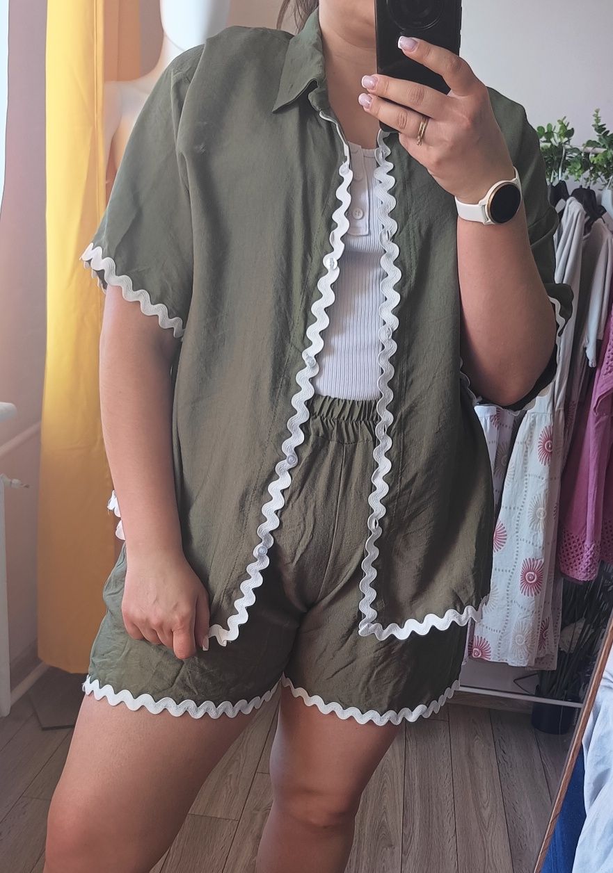 Komplet letni Plus Size Khaki