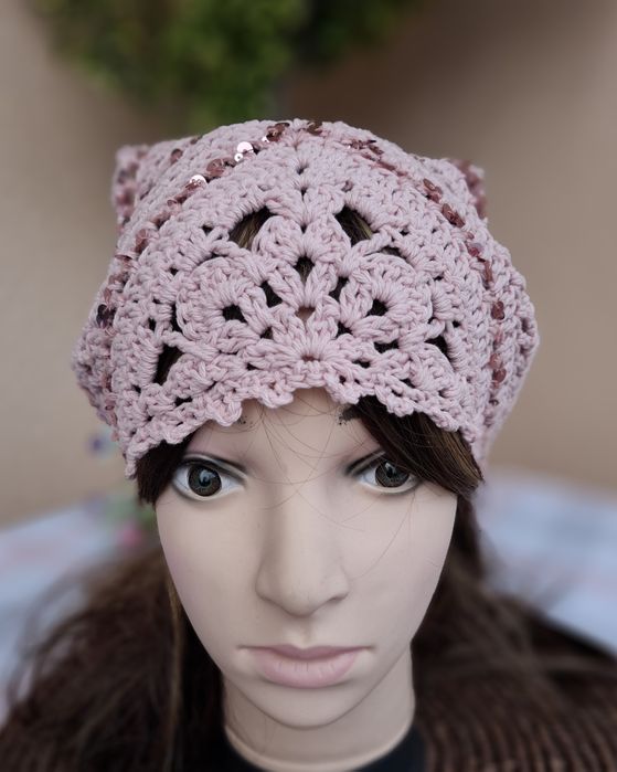 Bandana chustka z cekinami. Bawełna 100%. Nowa . Handmade