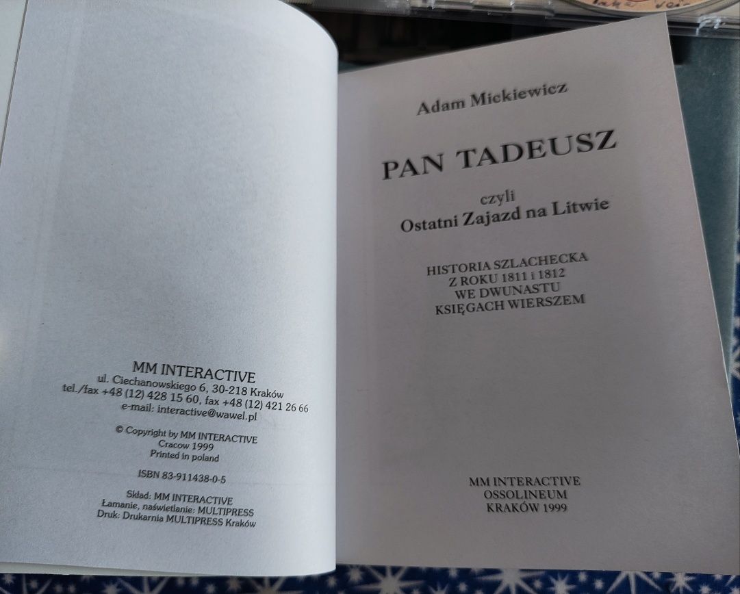 Pan Tadeusz Rękopis Wieszcza 2cd + książka