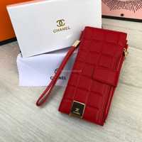 Кожаный женский кошелек портмоне кожа черный красный