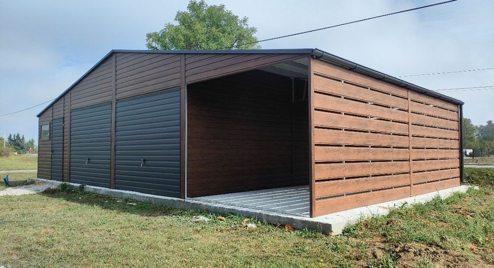 Garaż blaszany 12x6m, drewnopodobny,nowoczesny, 4stanowiska,profil ocy